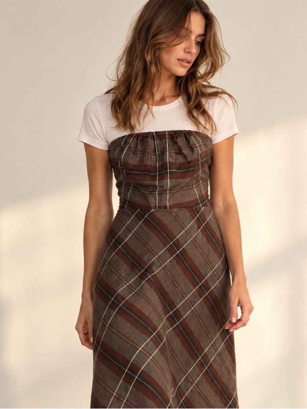 ‘06 Banana Republic Strapless Argyle Dress